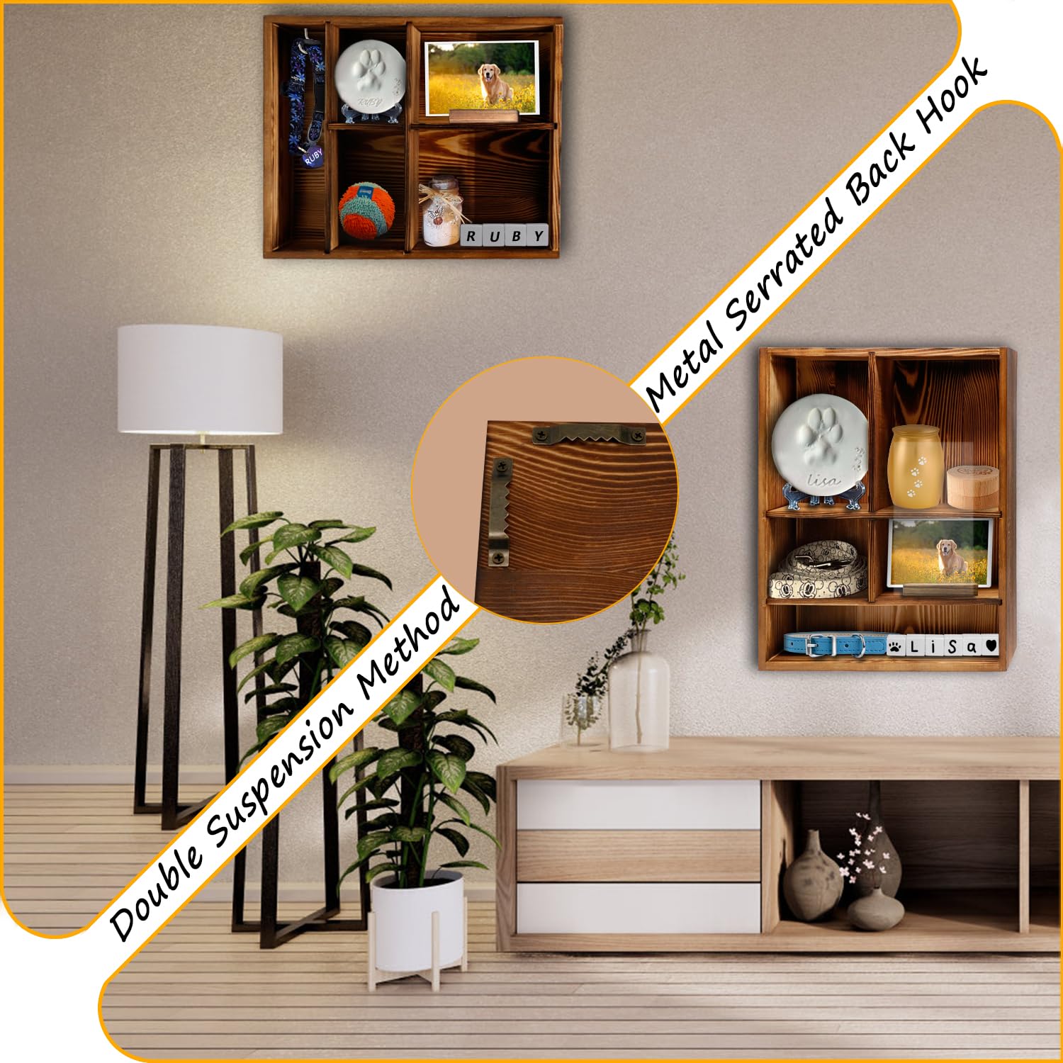 Sofunii pet memorial shadow box wall mount options for easy placement