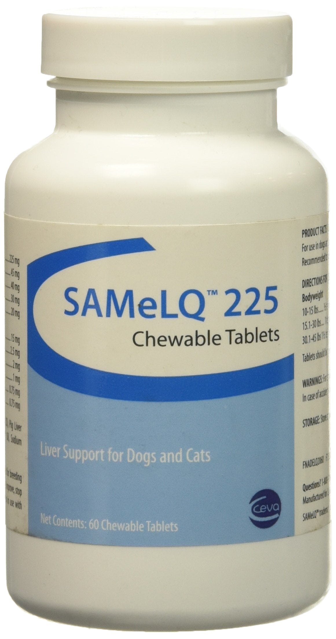 Sogeval S Adenosyl 225 dog tabs bottle — liver support for medium and large dogs.