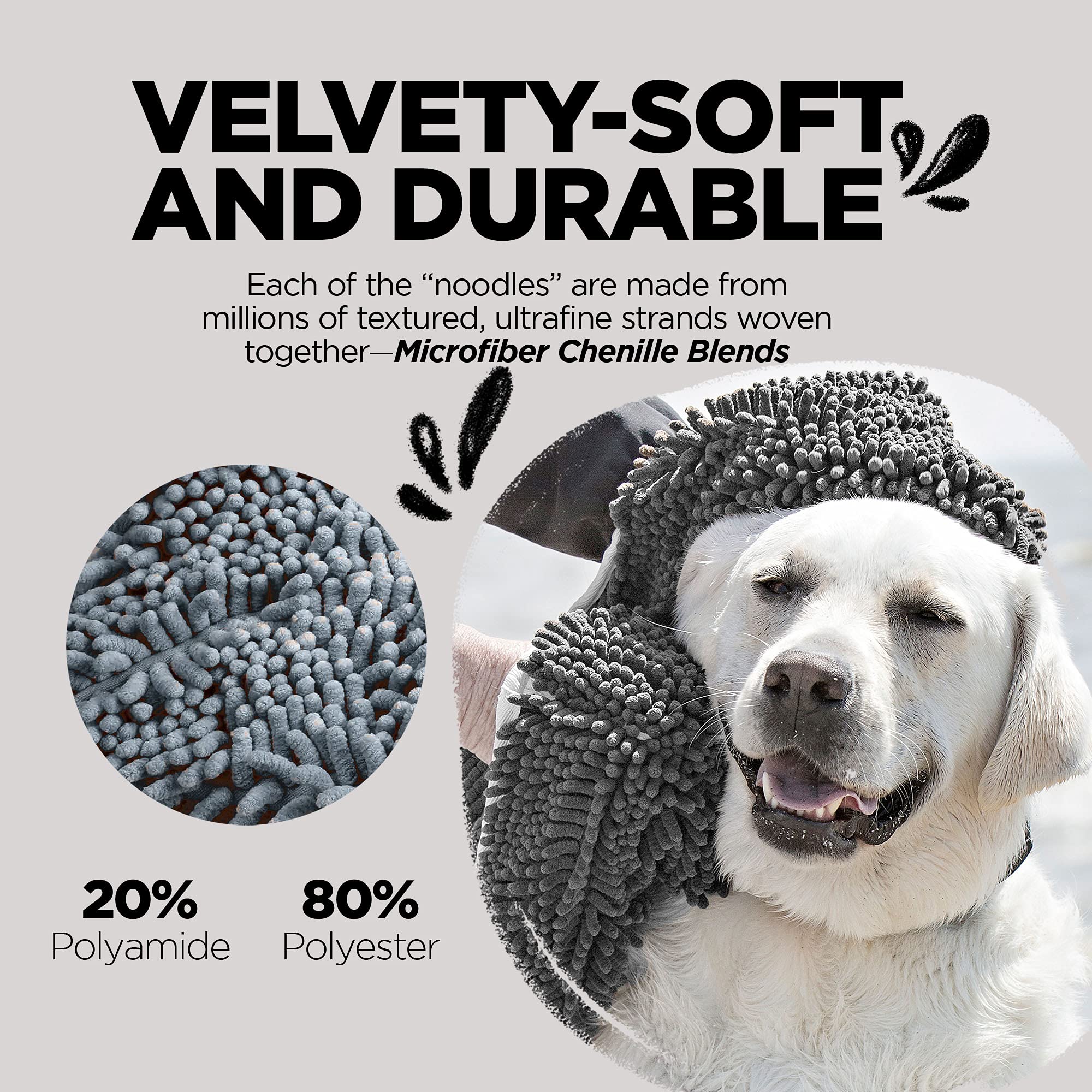 Durable chenille towel stands up to daily use while remaining soft.