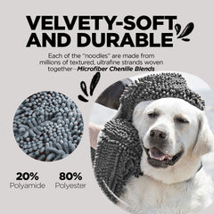 Durable chenille towel stands up to daily use while remaining soft.