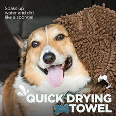 Soggy Doggy Doormat fast-drying towel helps reduce wet-dog odor after adventures.