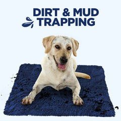 Soggy Doggy Doormat navy-blue microfiber texture closeup emphasizes plush chenille fibers