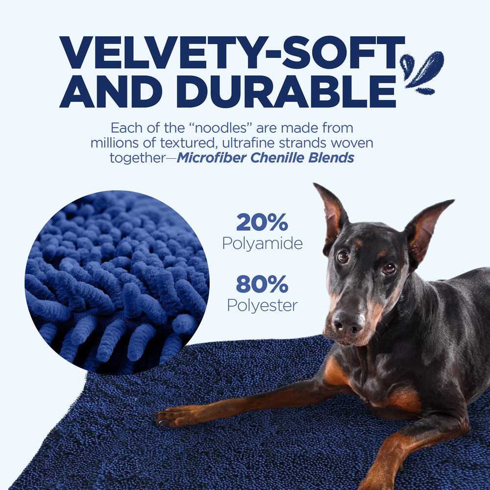 Soggy Doggy Doormat navy-blue non-slip back keeps it in place