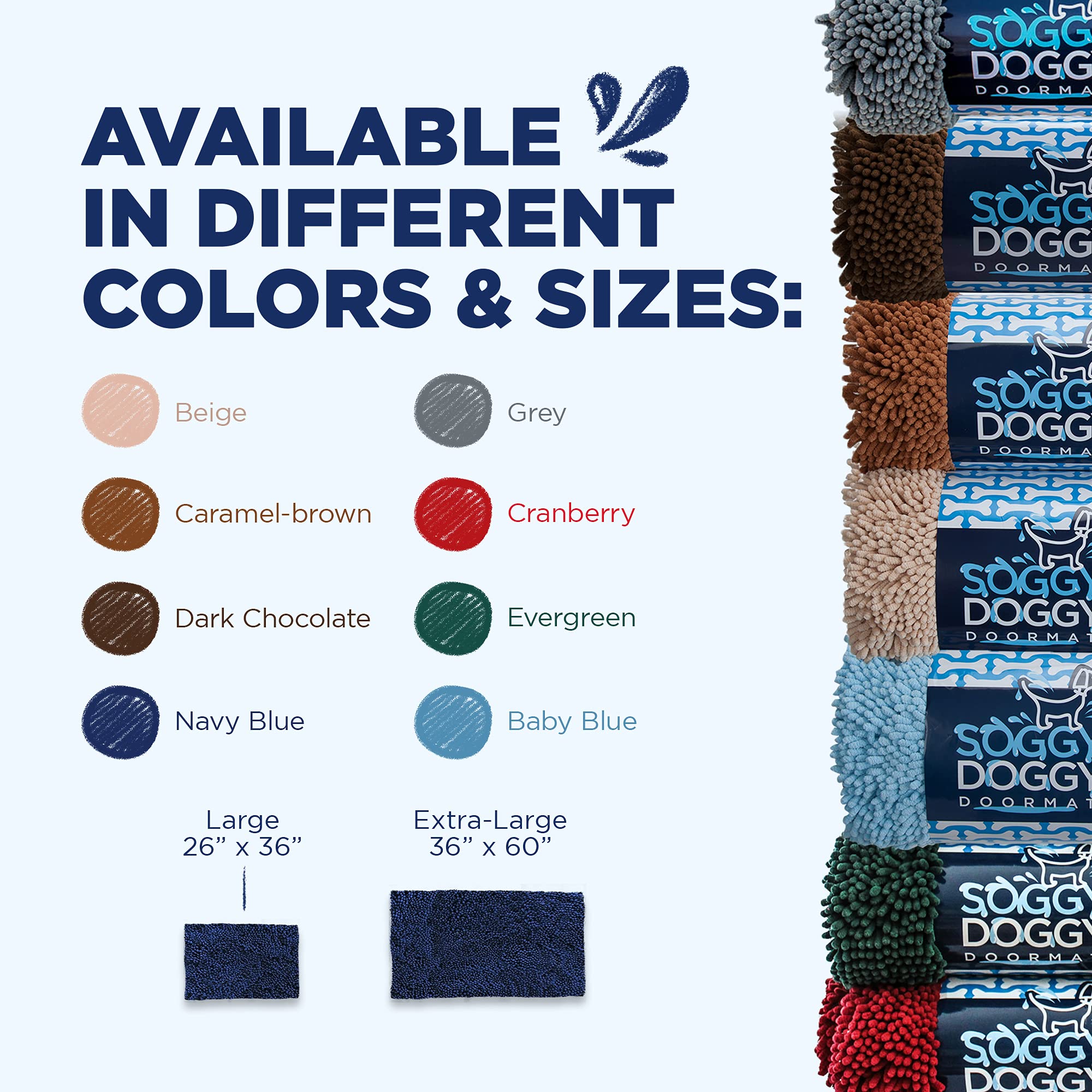 Soggy Doggy Doormat navy-blue machine washable care for easy maintenance