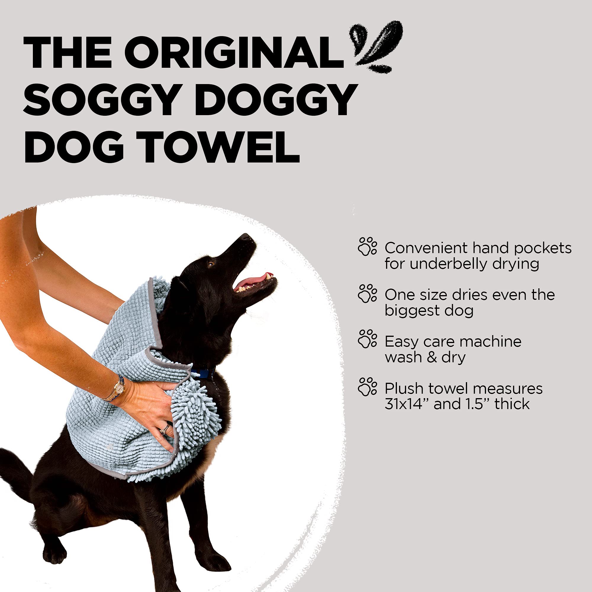 Soft plush fibers are gentle on paws and bellies after baths.