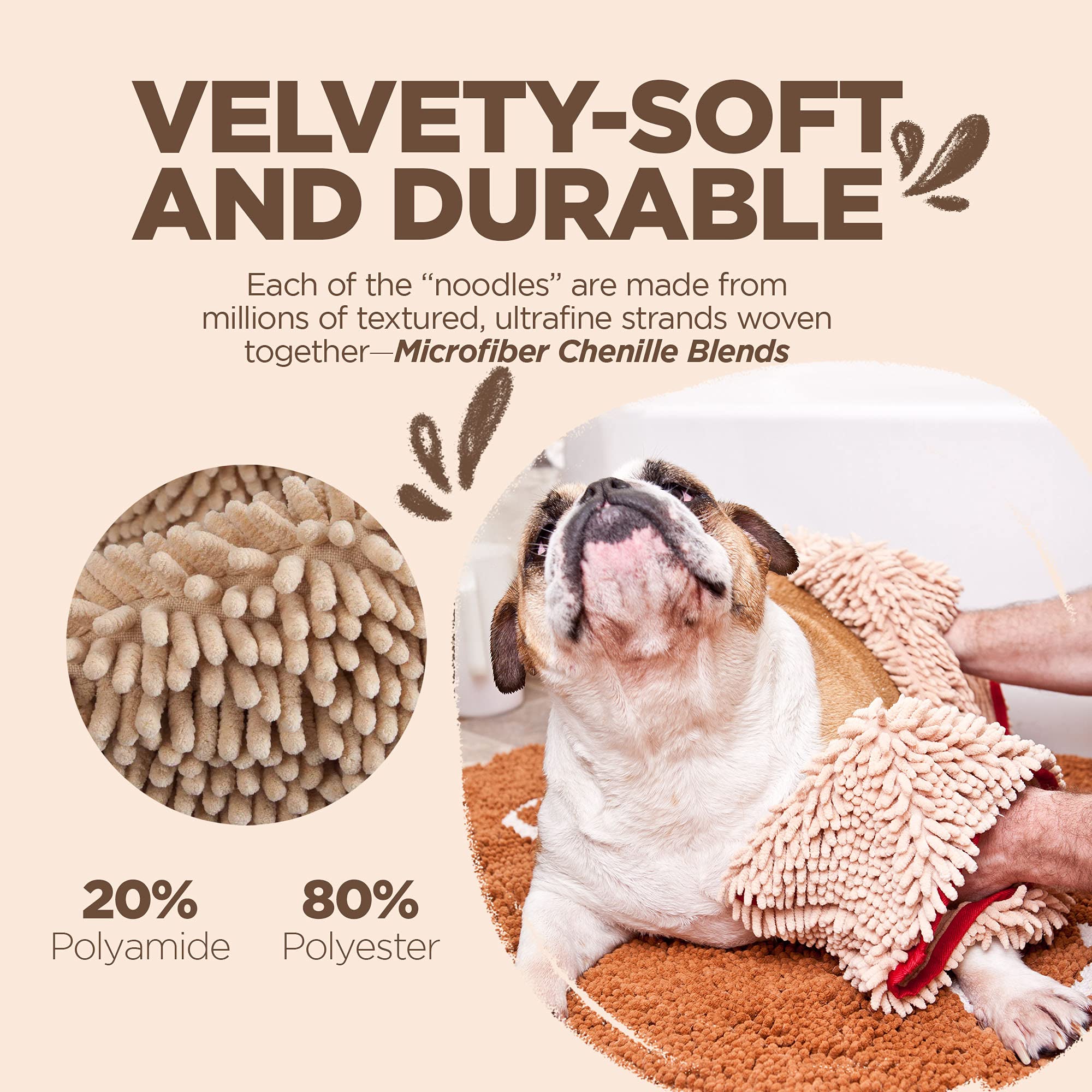 Soggy Doggy towel used as crate insert for a cozy dry space.