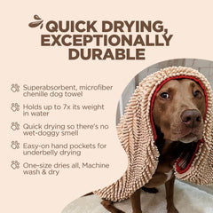 Soggy Doggy chenille fibers look plush and gentle on fur.