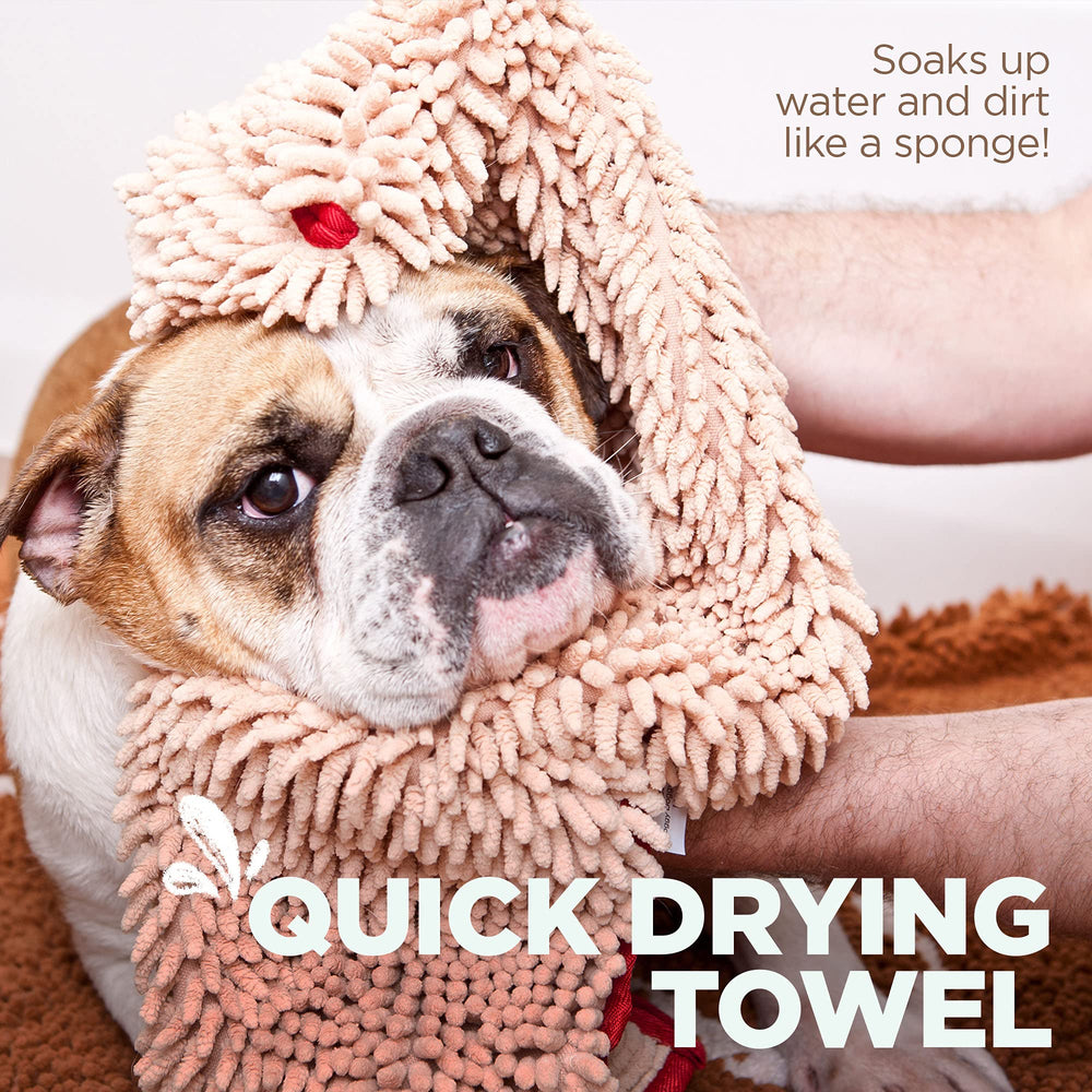 Soggy Doggy towel dries a wet dog quickly after outdoor adventures.