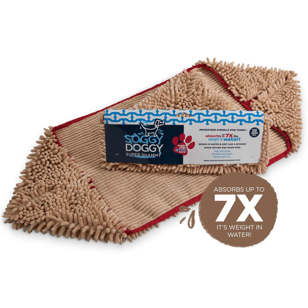 Soggy Doggy towel is machine washable for easy cleaning.