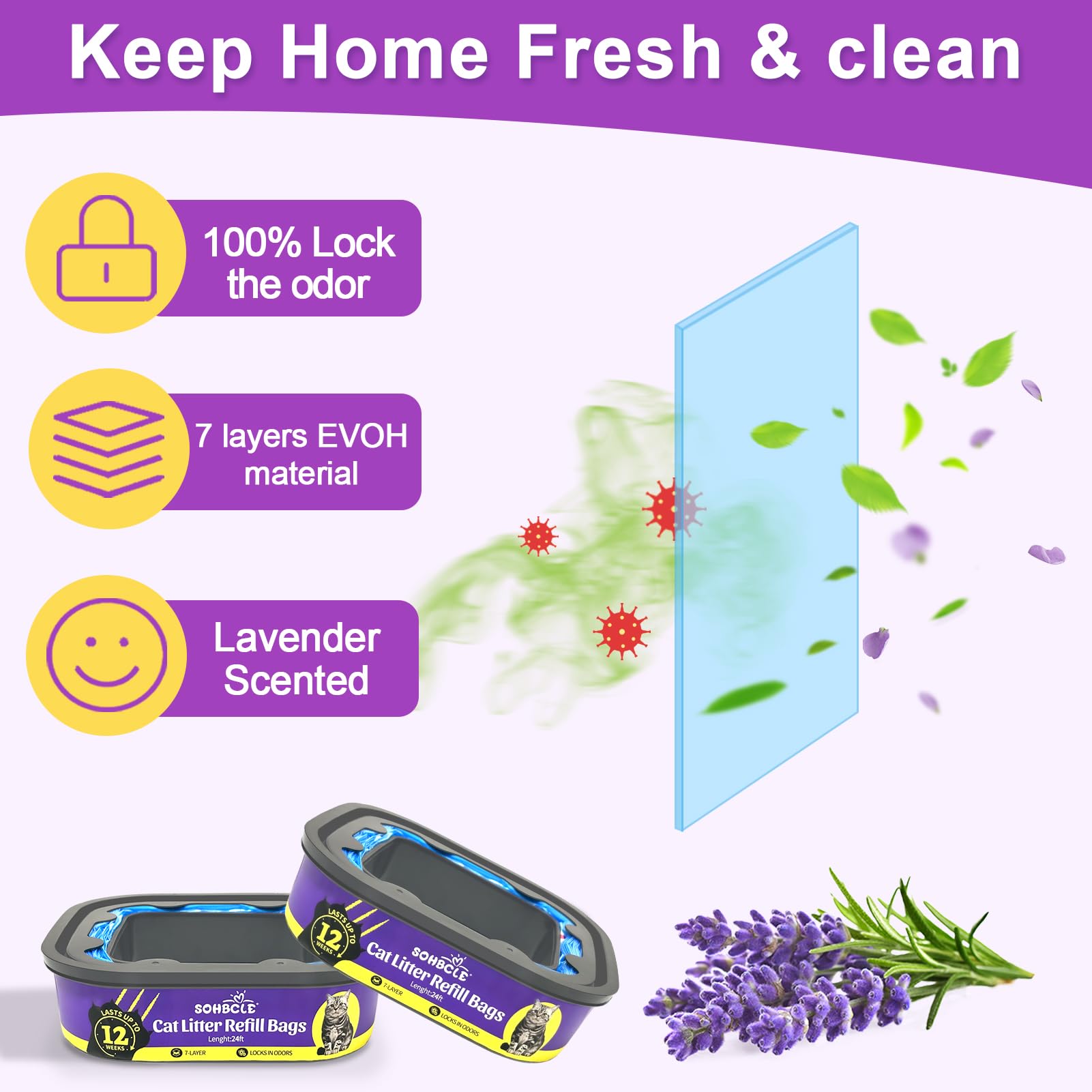 SOHBCLE cat litter refill for Pail with long-lasting, space-saving design.