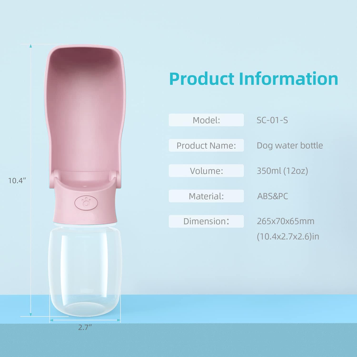 SOICTA blue bottle with one-touch release for controlled water flow on hikes.