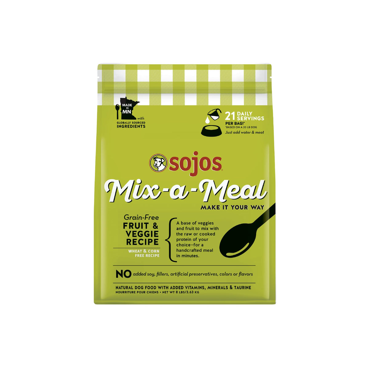 SOJOS Mix-A-Meal base-vegetables-fruits supports balanced meals for dogs.
