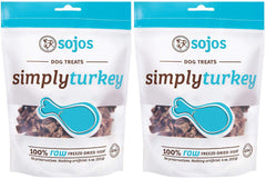 SOJOS Simply Turkey Dog Treats pack front, convenient bite-sized rewards for training.