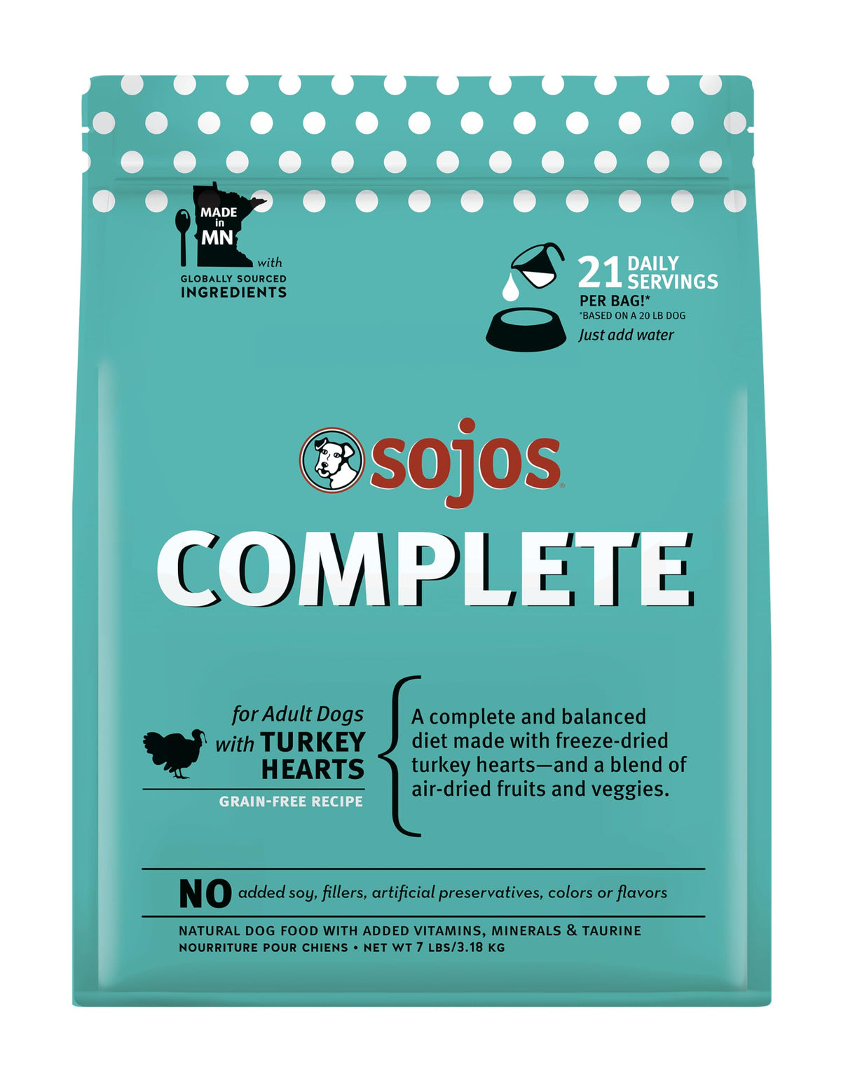 Sojos Turkey Recipe Dehydrated Dog Food bowl ready-to-serve meals with farm-fresh taste.
