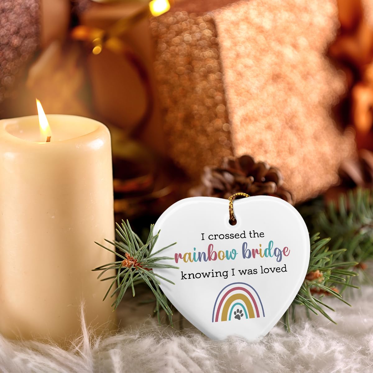 SOL VIBES gold hanging rope ornament includes easy hanging on trees, wreaths, or garlands.