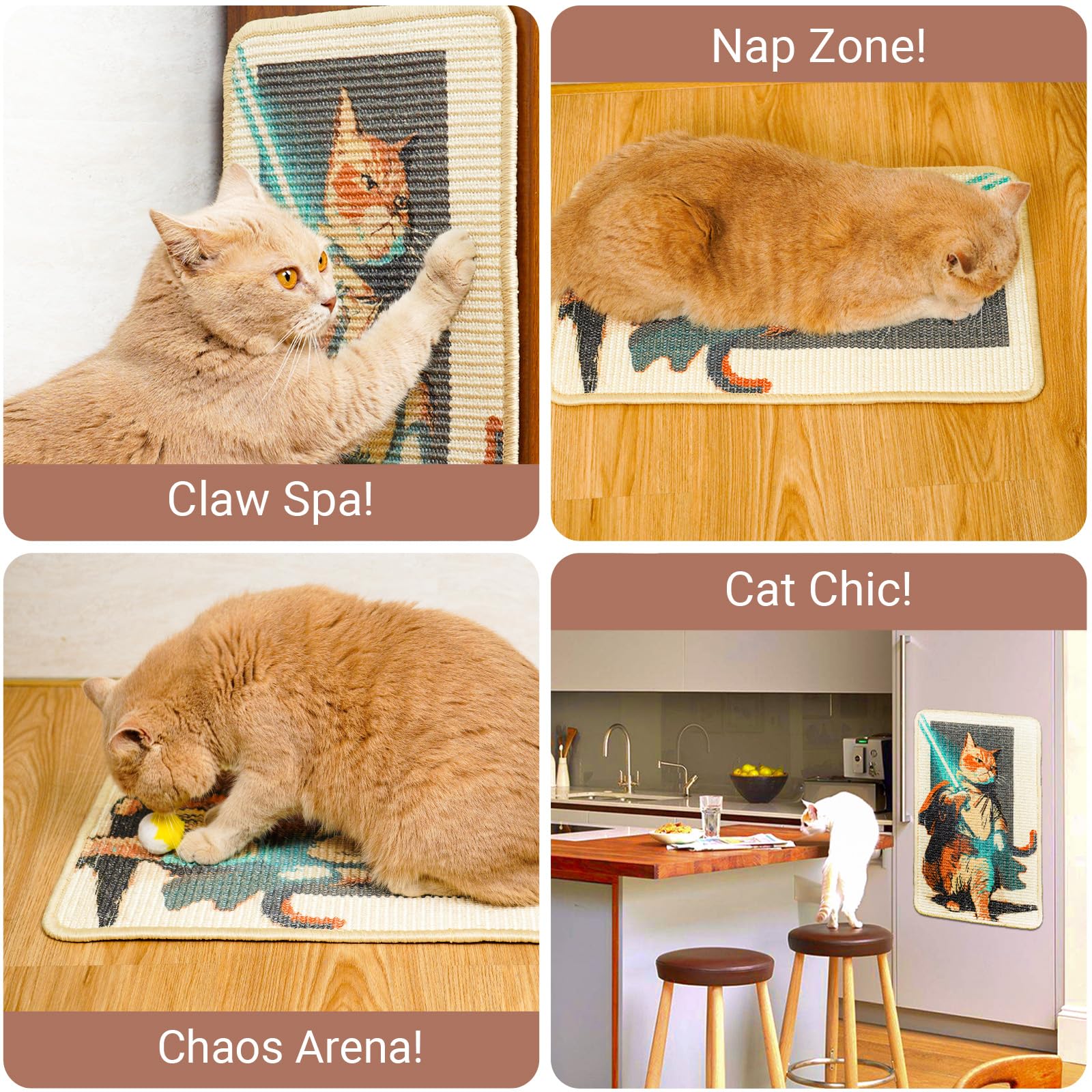 SOLDAY cat wall scratcher close-up reveals natural sisal fibers