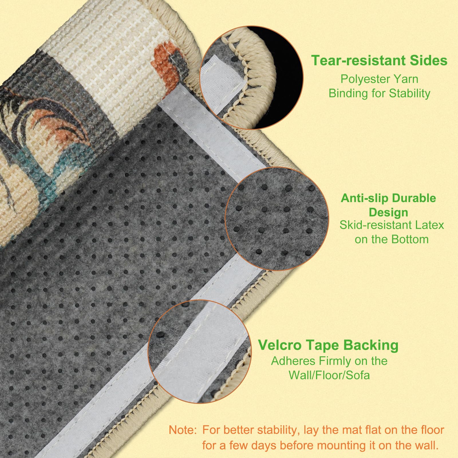 SOLDAY cat scratcher with Velcro mount for secure wall installation