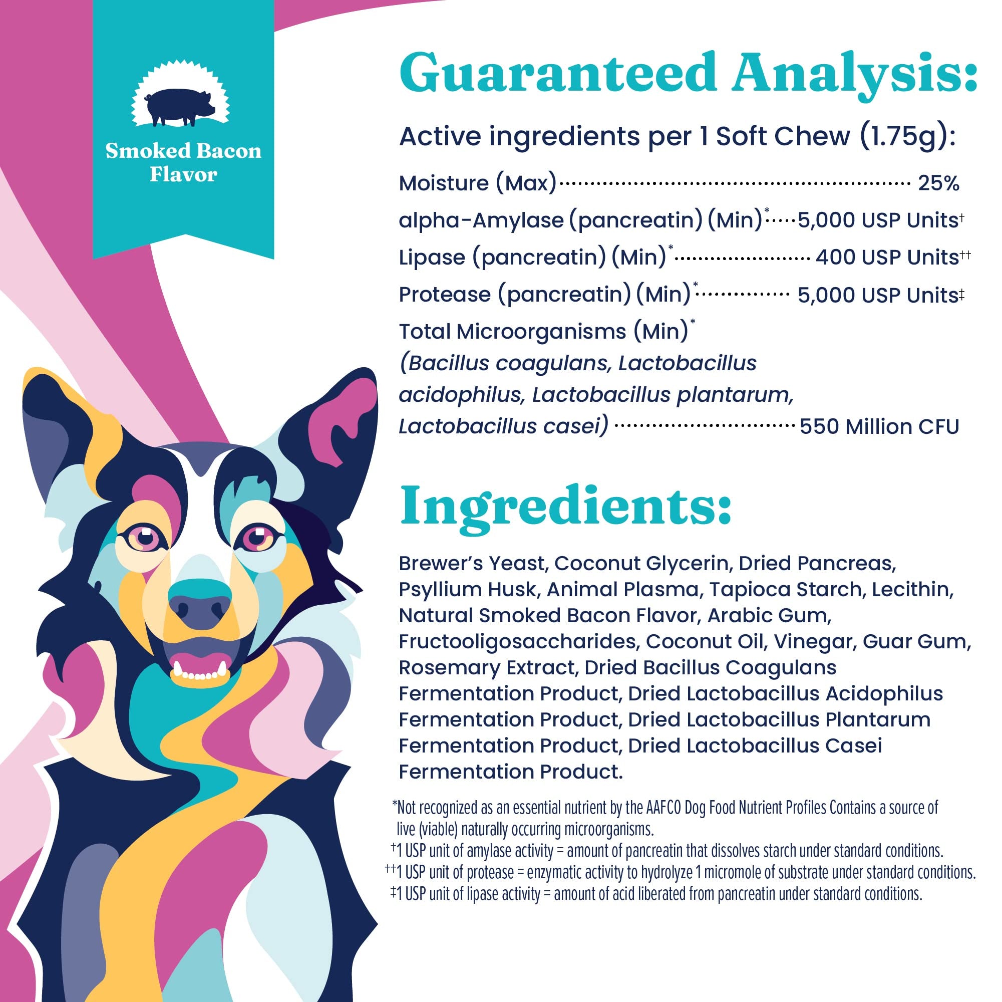 Solid Gold dog probiotics-protease-enzyme shot highlights protein breakdown for improved comfort.
