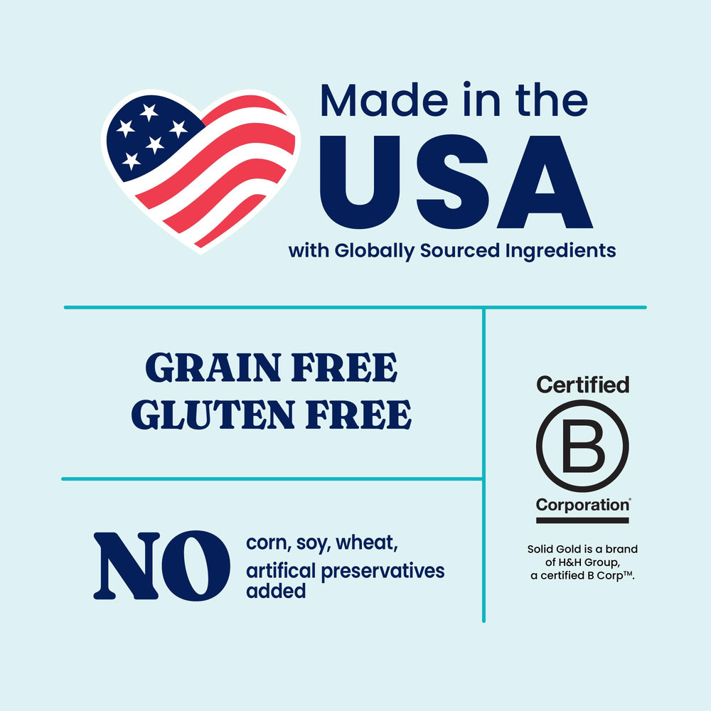 Solid Gold High Protein dog food 90 million probiotics per pound supports gut health