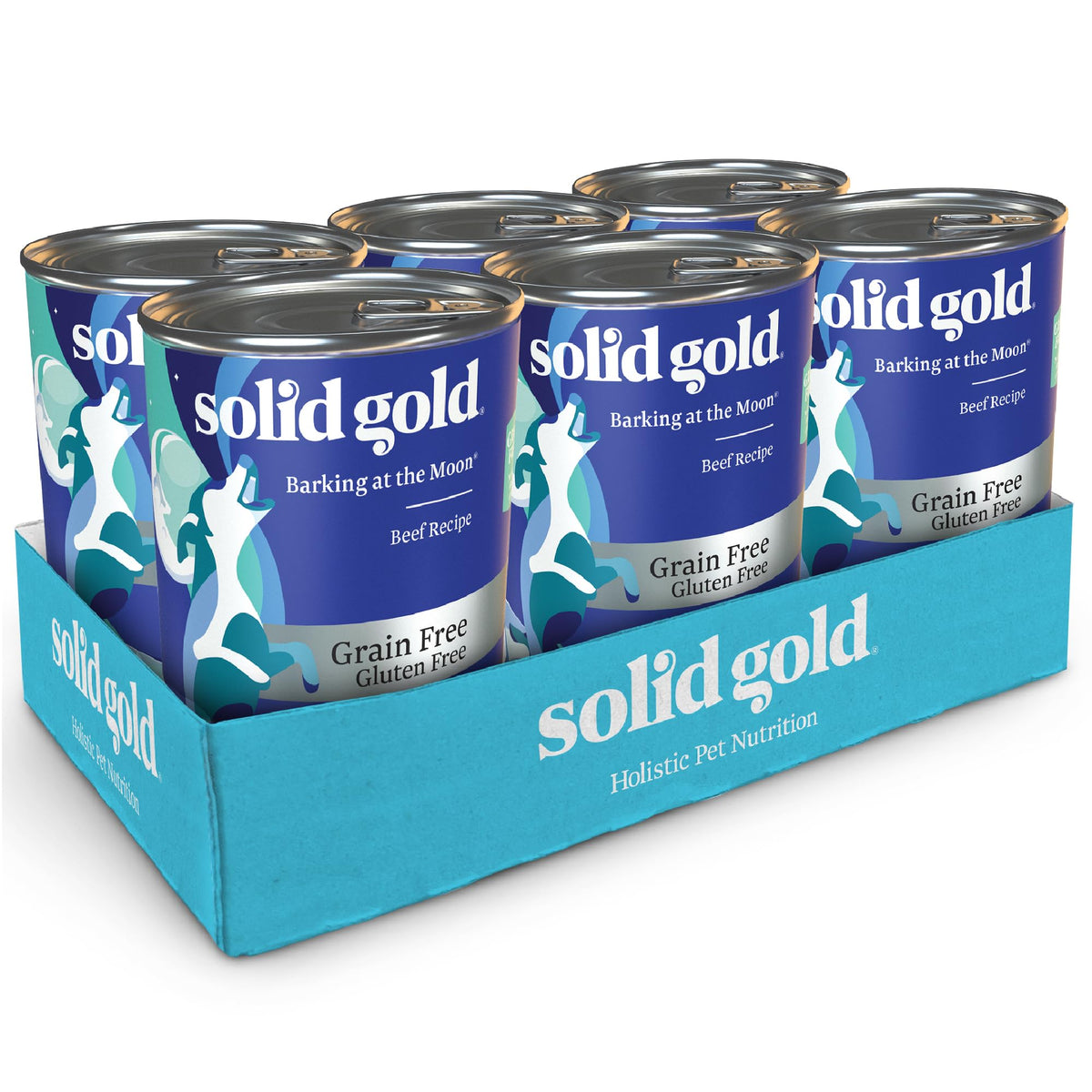 Solid Gold high protein wet dog food beef bowl for active dogs.