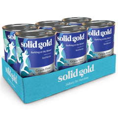 Solid Gold high protein wet dog food beef bowl for active dogs.