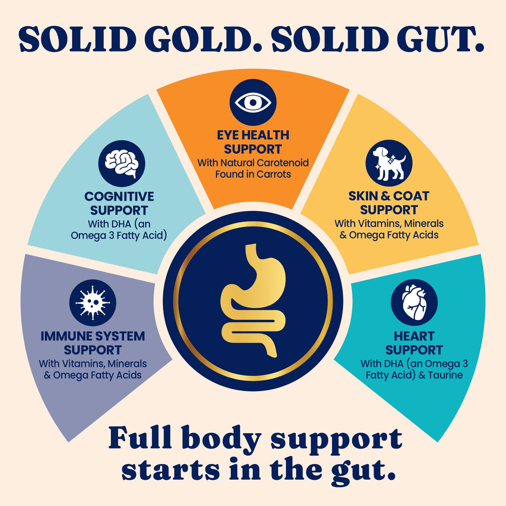 Solid Gold Indoor Dry Cat Food grain-free gluten-free icon communicates allergy-friendly option.