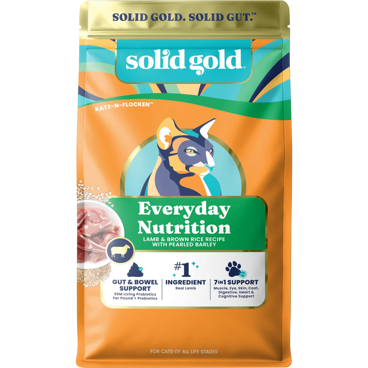Solid Gold Katz-N-Flocken croqueta seca para gato interior cordero