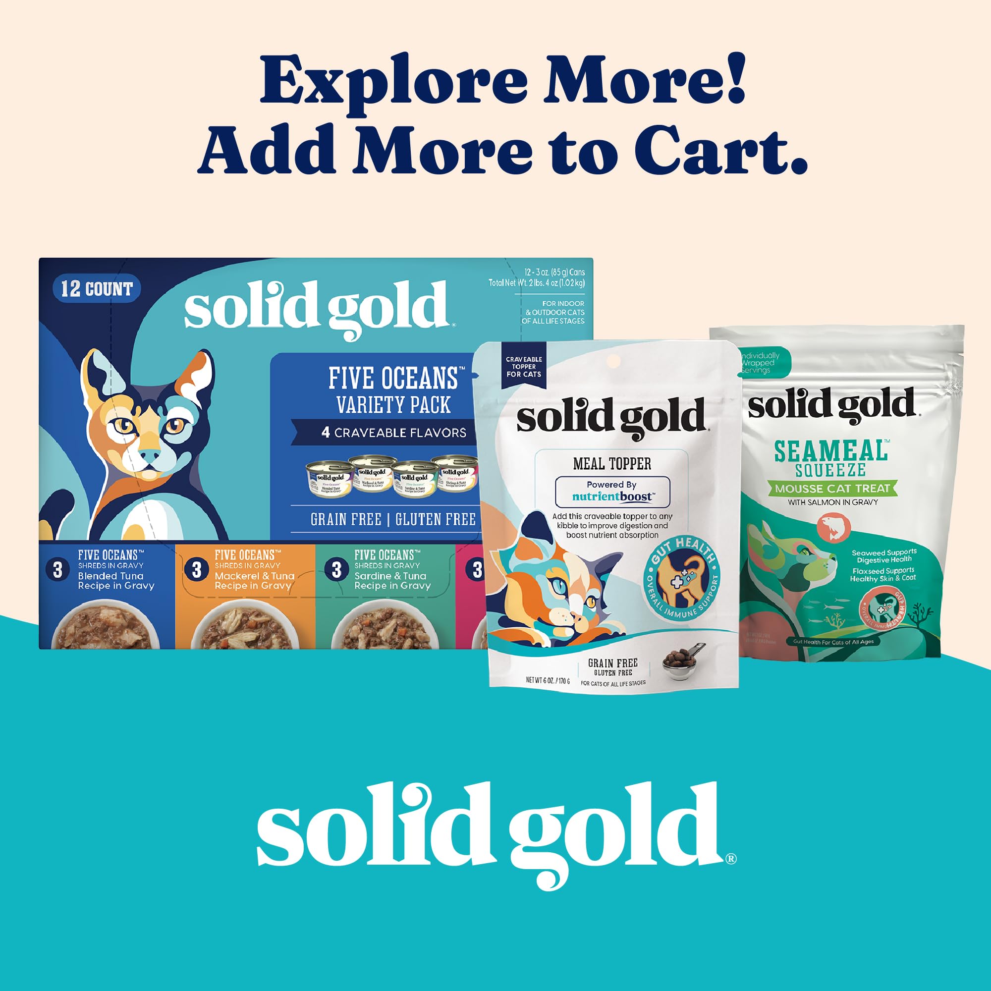 Solid Gold Katz-N-Flocken multi-cat household-friendly dry kibble option.