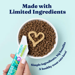 Solid Gold Lickable Cat Treats tube vertical pour of chicken puree for snack-time delight.