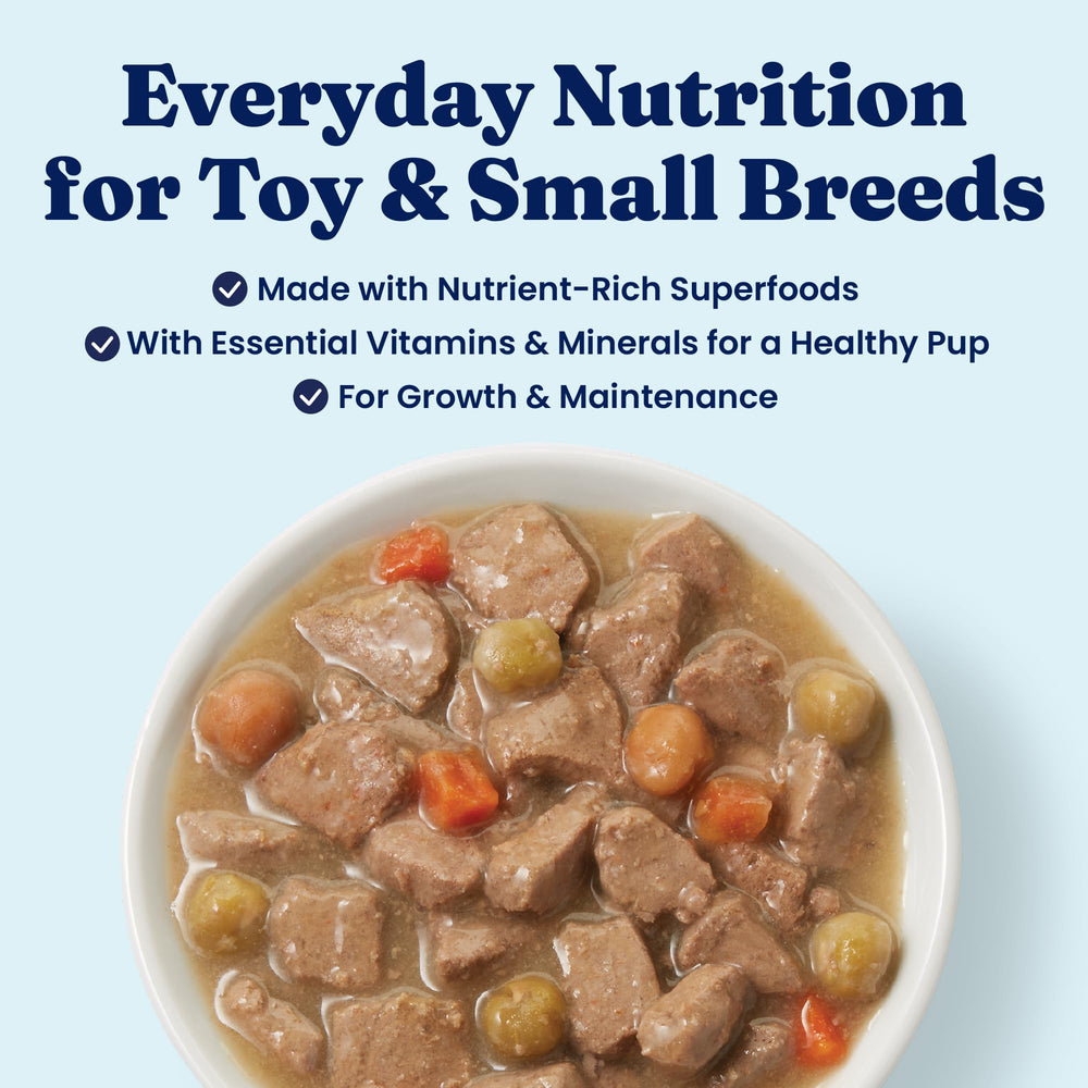 Solid Gold Lil' Boss wet food cup with soft texture aids easy chewing.