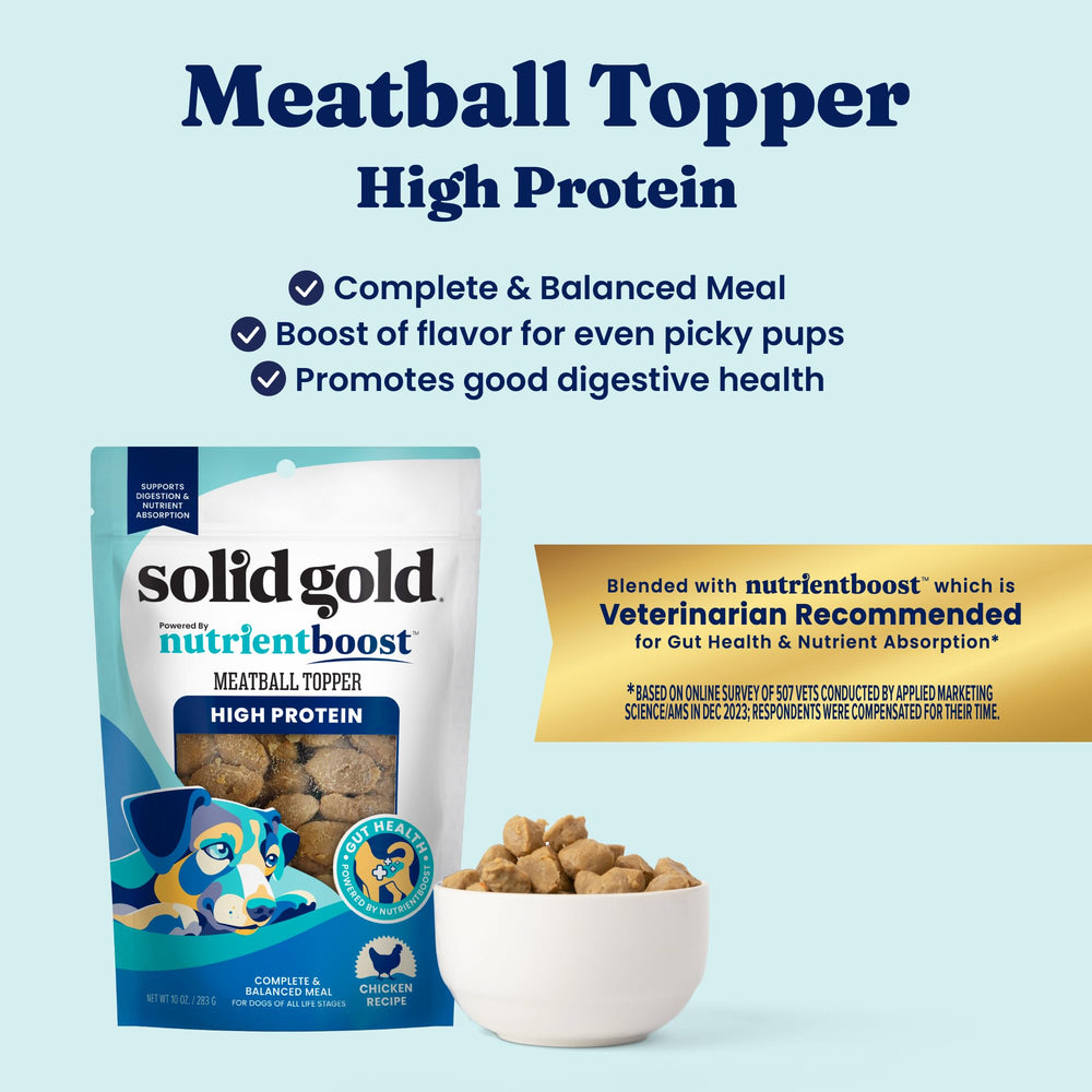 Solid Gold Meatball Topper meal mixer dry food image demonstrates versatile flavor boost