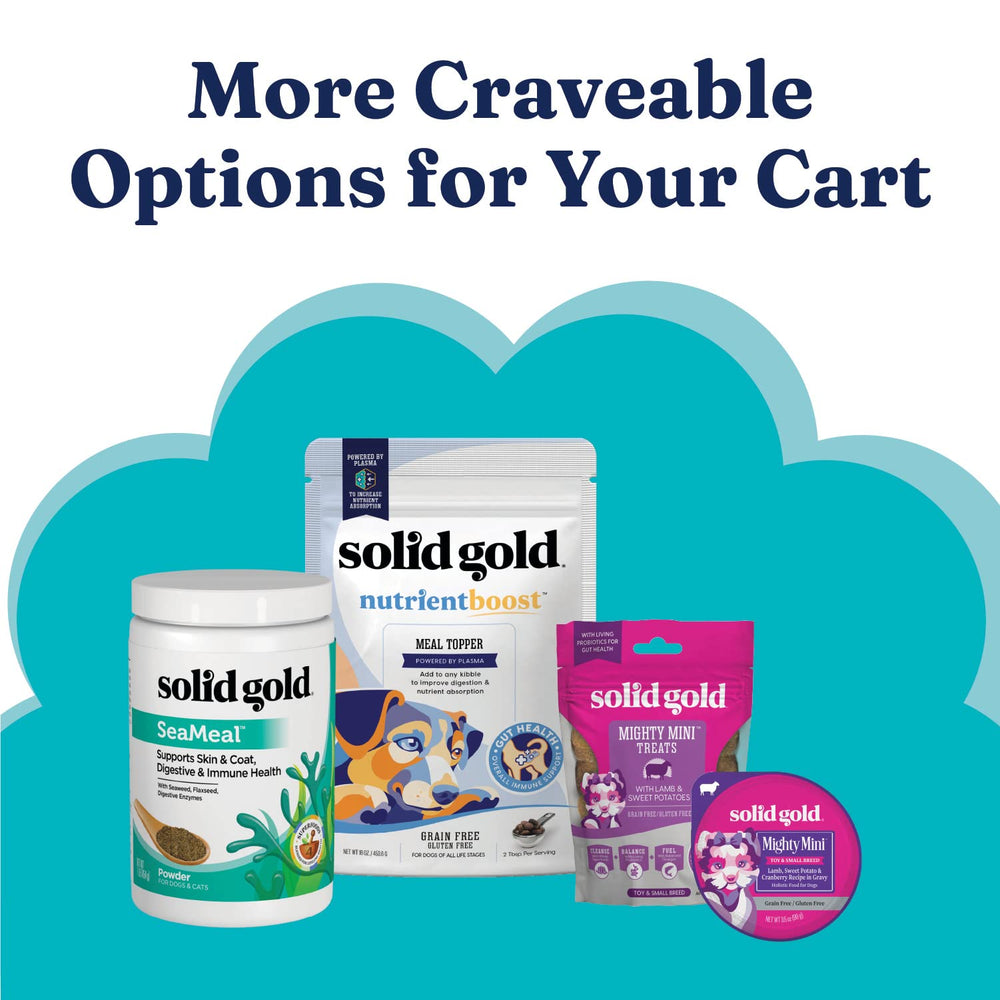 Solid Gold Omega Fatty Acids support skin, coat, and overall vitality.