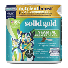 Solid Gold SeaMeal cat probiotic powder dosing for easy digestive support