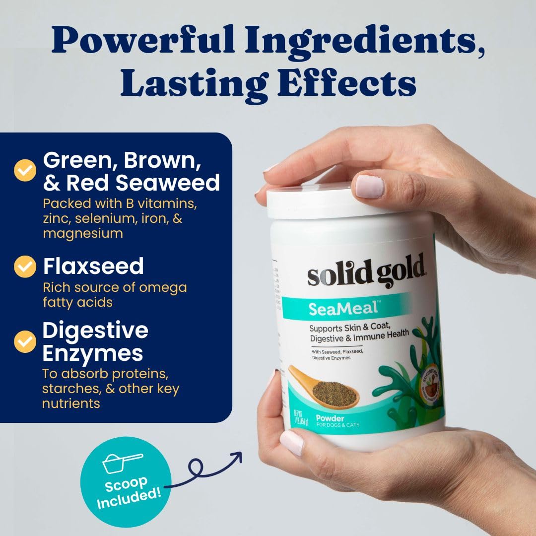 Solid Gold SeaMeal grain-free label showing a pet-friendly meals topper.