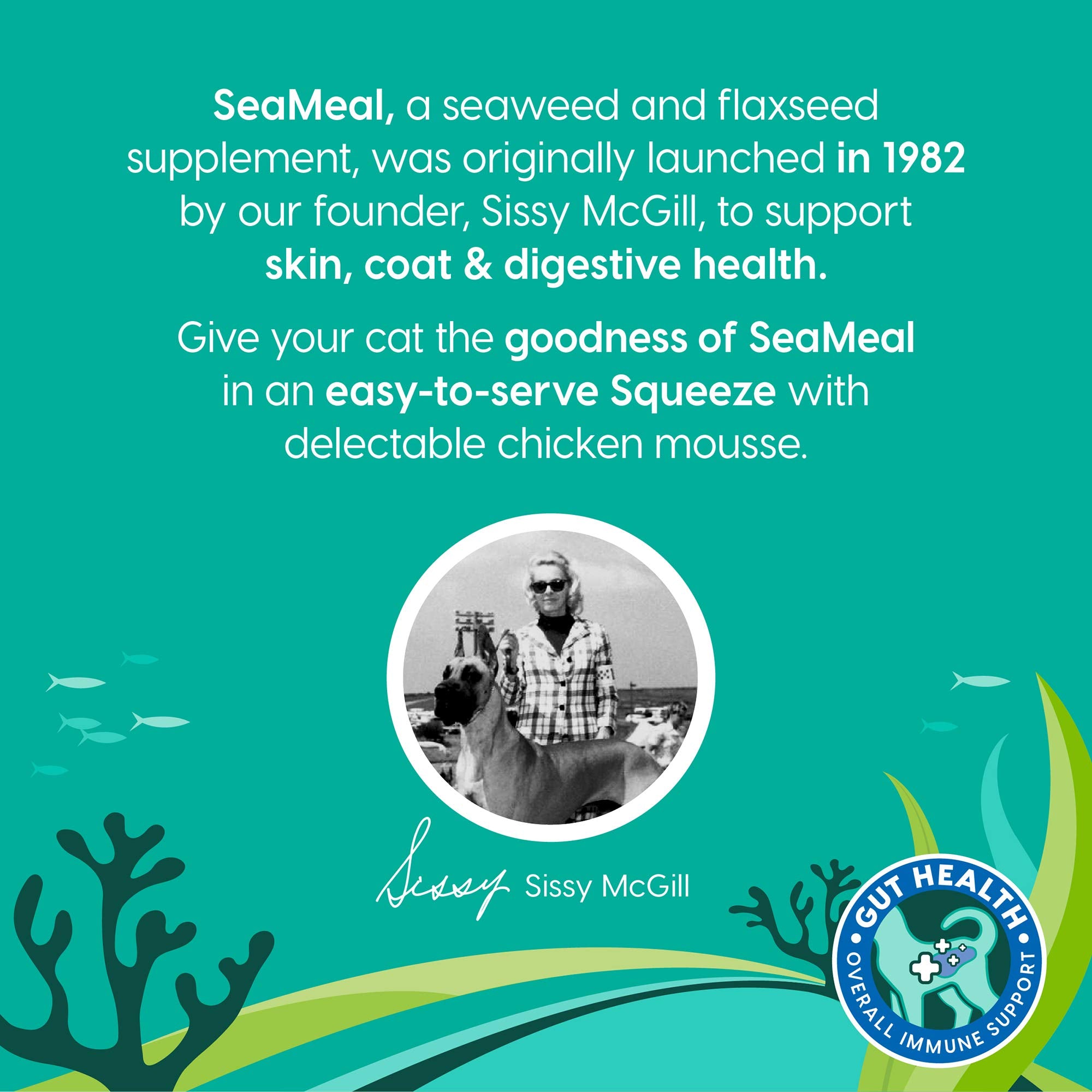 Solid Gold SeaMeal Squeeze cat enjoying treat during playtime.