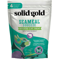 Solid Gold SeaMeal Squeezes creamy texture served as quick meal topper for felines