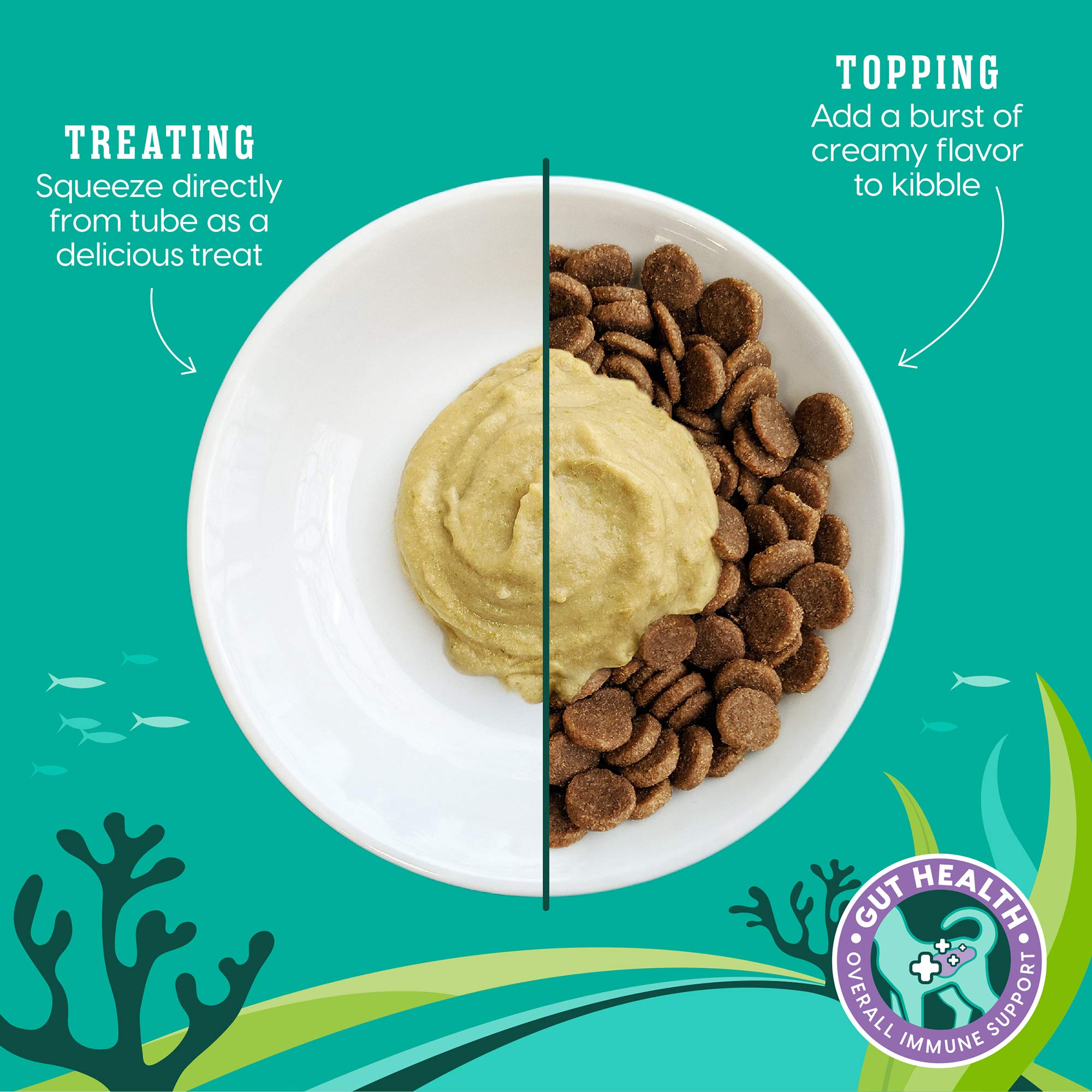 Solid Gold SeaMeal Squeezes seaweed detail highlights fiber for digestive health