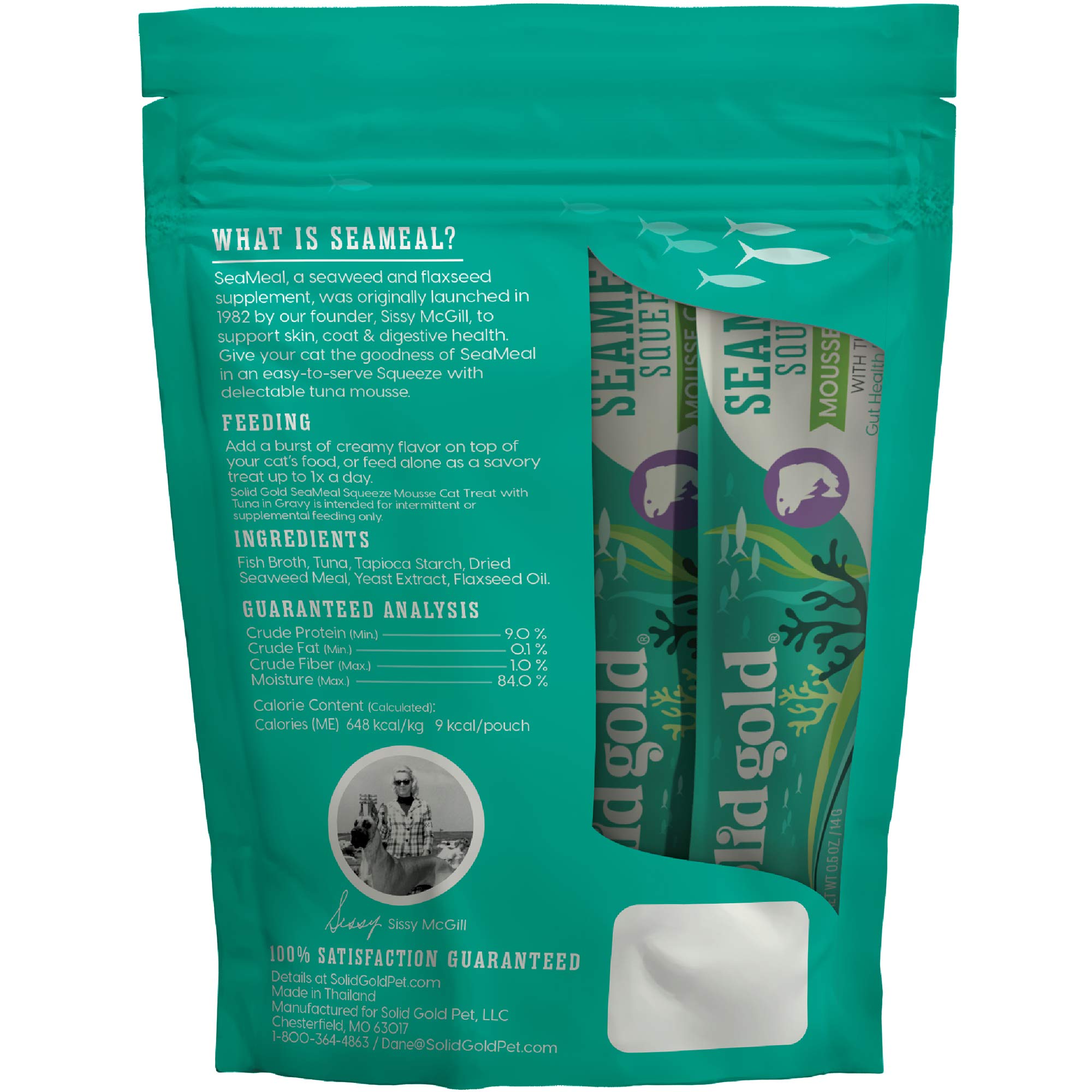 Solid Gold SeaMeal Squeezes USA-made badge signals quality