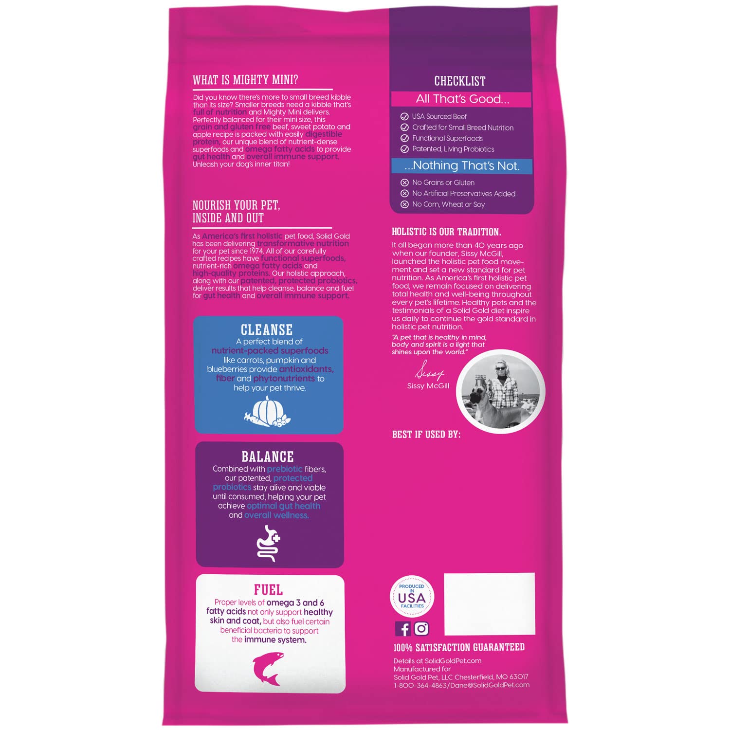 Solid Gold Small-Breed Digestion Support illustrates balanced gut health and nutrient absorption.