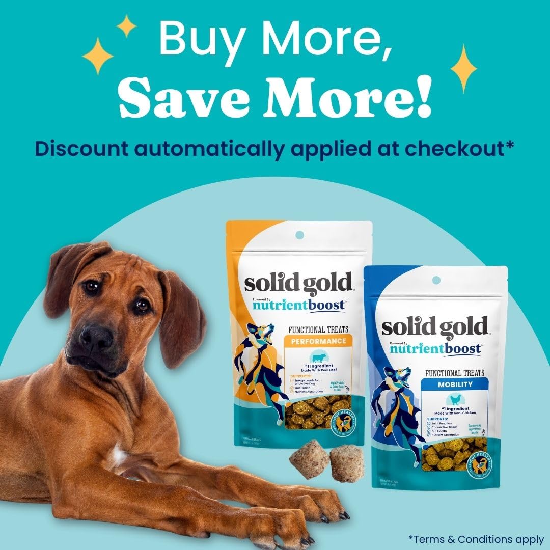 Solid Gold Soft-chewy treats senior-puppy for gentle bite and easy training.