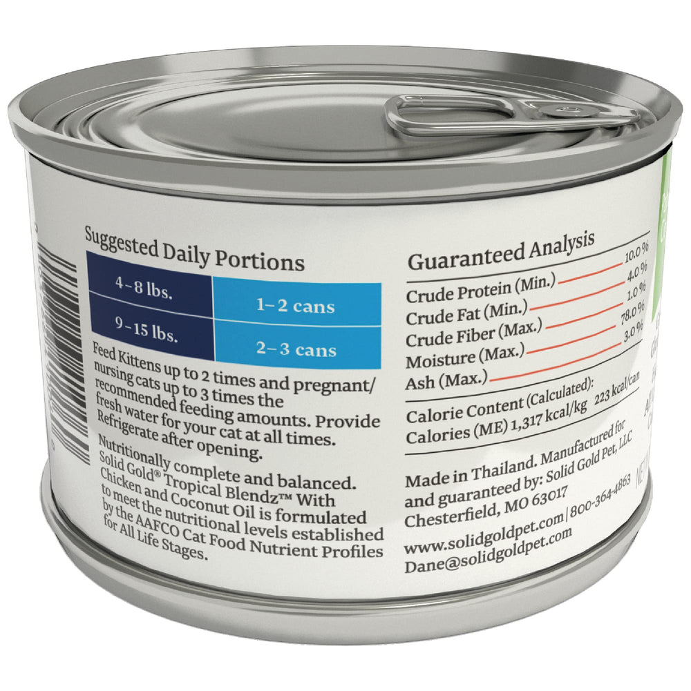 Solid Gold Tropical Blendz pack shot emphasizes convenient daily feeding.