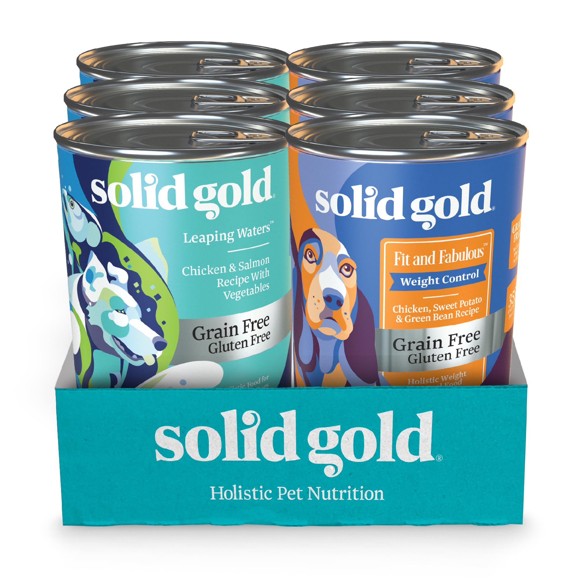 Solid Gold Variety Pack 6-pack cover shows variety to tempt picky eaters.