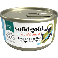 Solid Gold wet cat food pate ingredients tuna-sardine highlight omega-rich protein and minerals for healthy skin