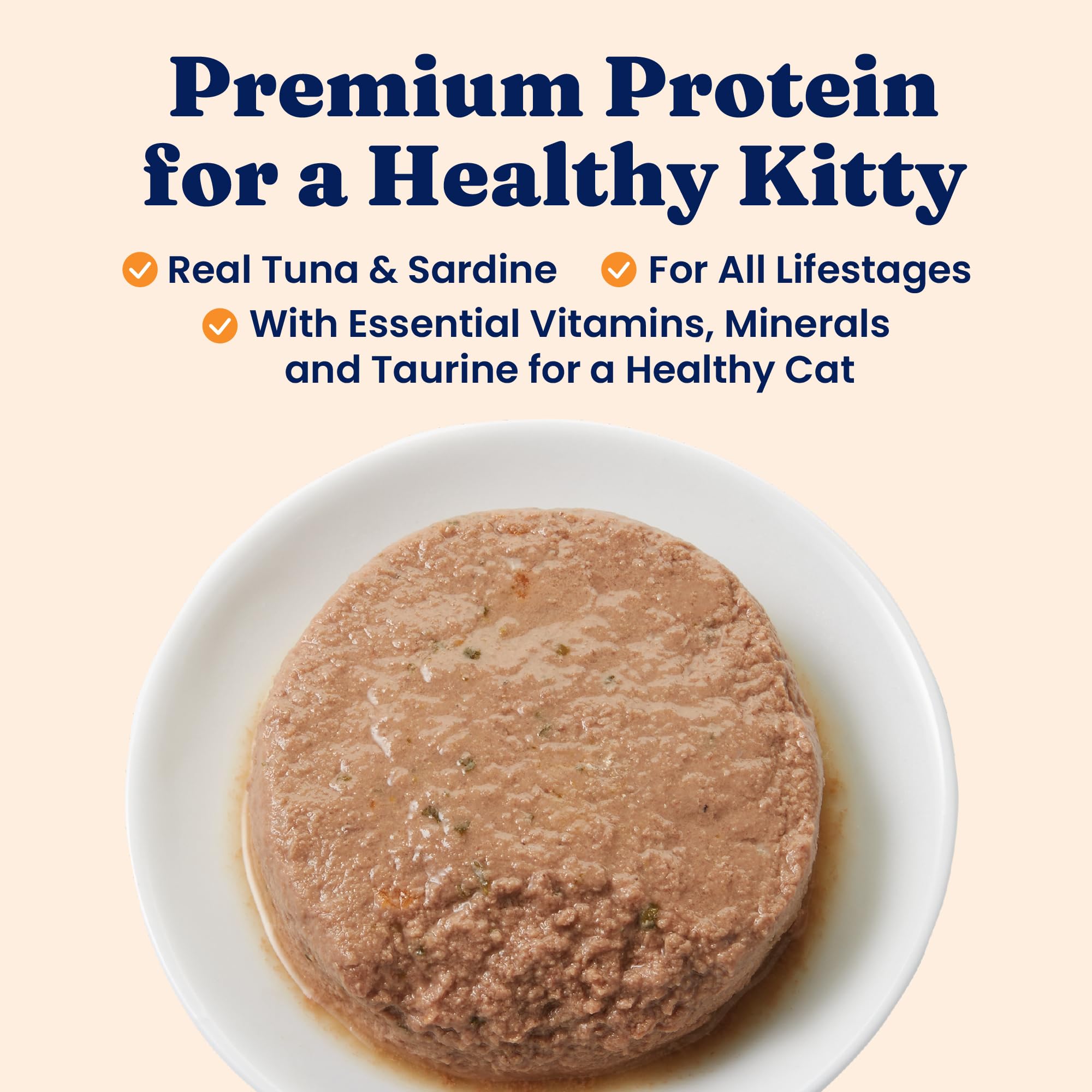 Solid Gold wet cat food pate serving bowl shows grain-free complete nutrition for indoor cats