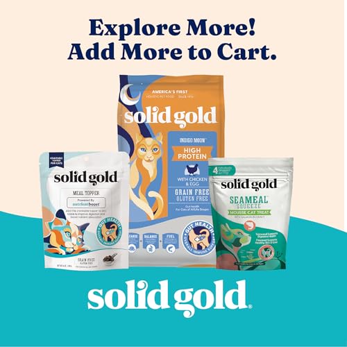 Solid Gold Wet Cat Food Shreds in Gravy pairing with dry food shows versatile feeding.