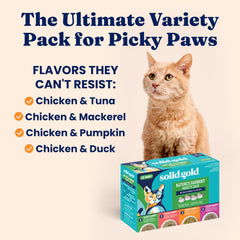 Solid Gold grain-free gluten-free formula label on a can, for sensitive diets.