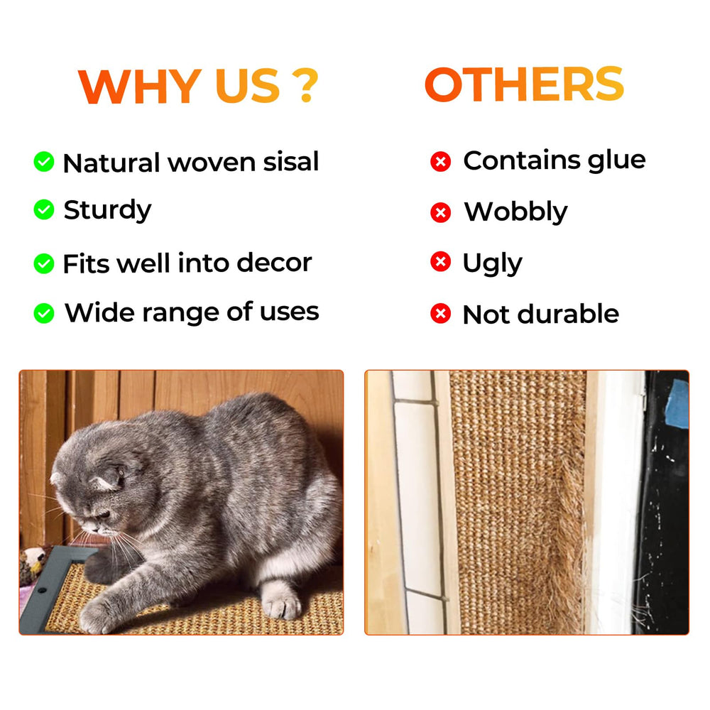 SolidChoice rustic wooden look complements home decor while guiding cats to the sisal scratch surface.