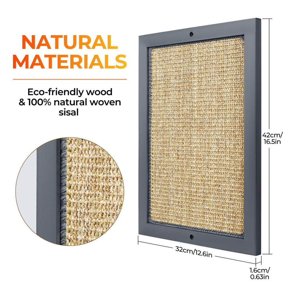 SolidChoice wall-mounted vertical scratcher shows natural wood and sisal for durable scratching.