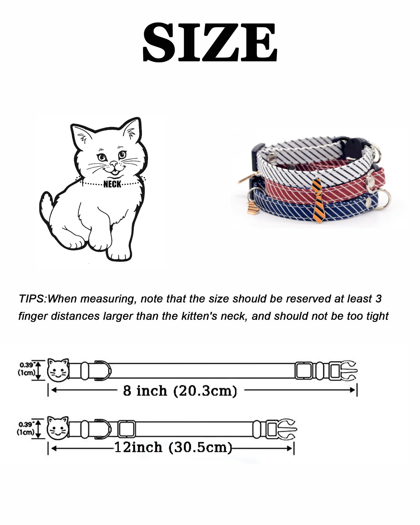 Solmoony blue-striped adjustable cat collar, ideal for daily wear and photoshoots.