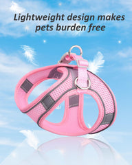 SOLMOONY dog harness pink XS highlights breathable jacquard mesh for comfort through walks.